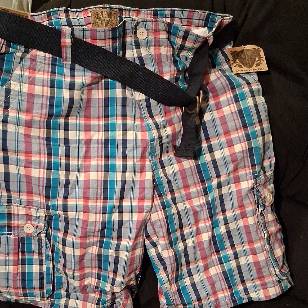 Andrew Fezza Multicolor Plaid Cargo Shorts